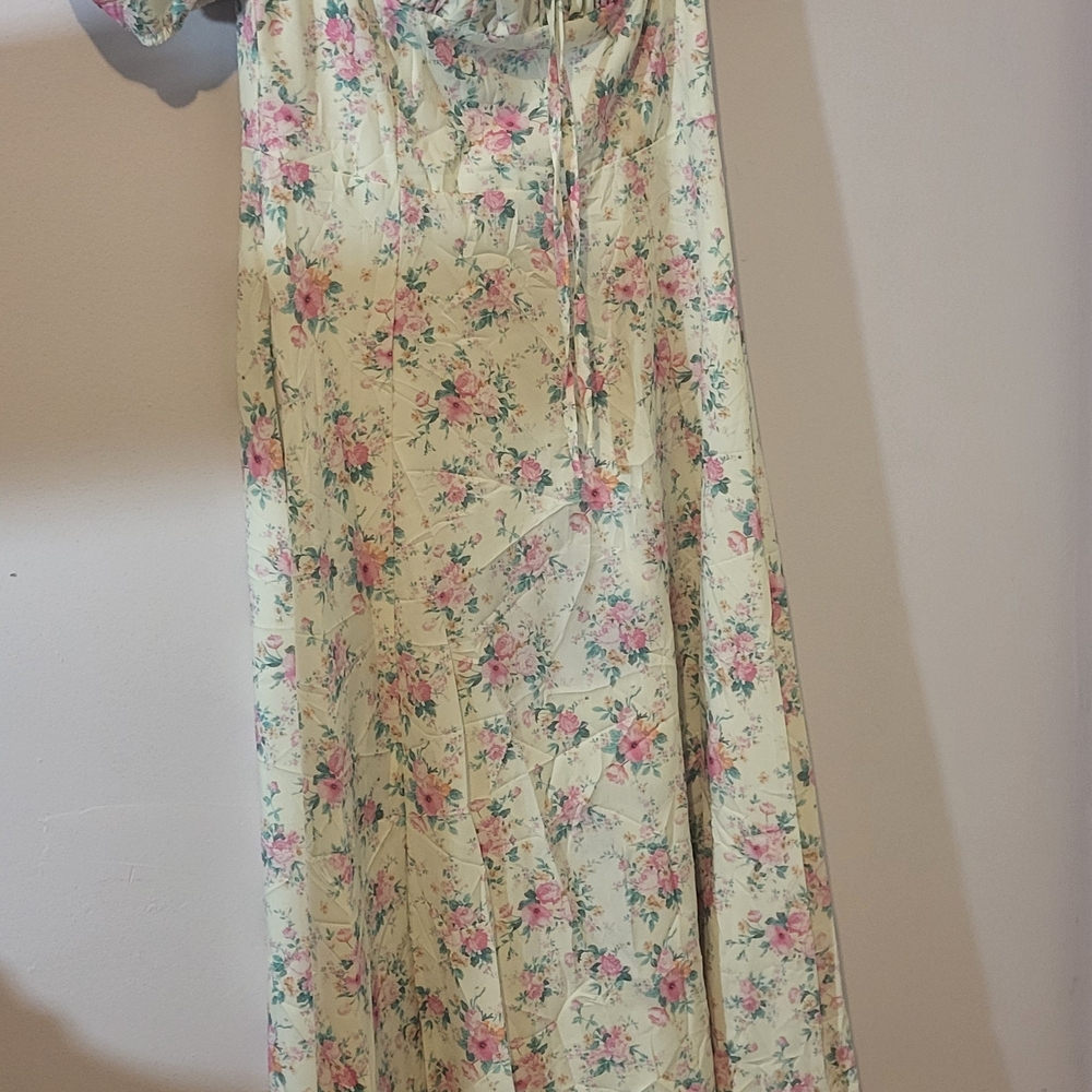 Floral Maxi Dress / Sun Dress / County Cream and Pink